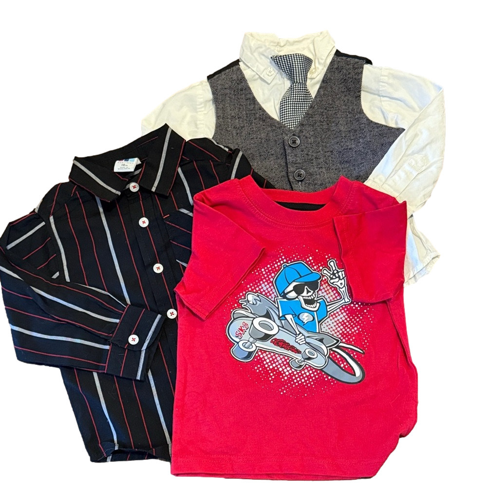 **Bundle** Healthtex & Geoge Boys Bundle Size 18M 2 Long Sleeve 1 Short Sleeve